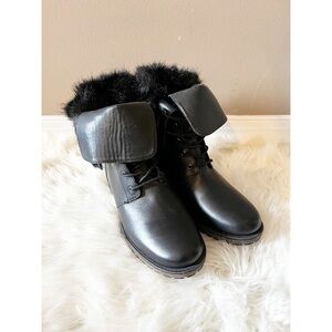 Steve Madden Leather Fur Lace Up Boots